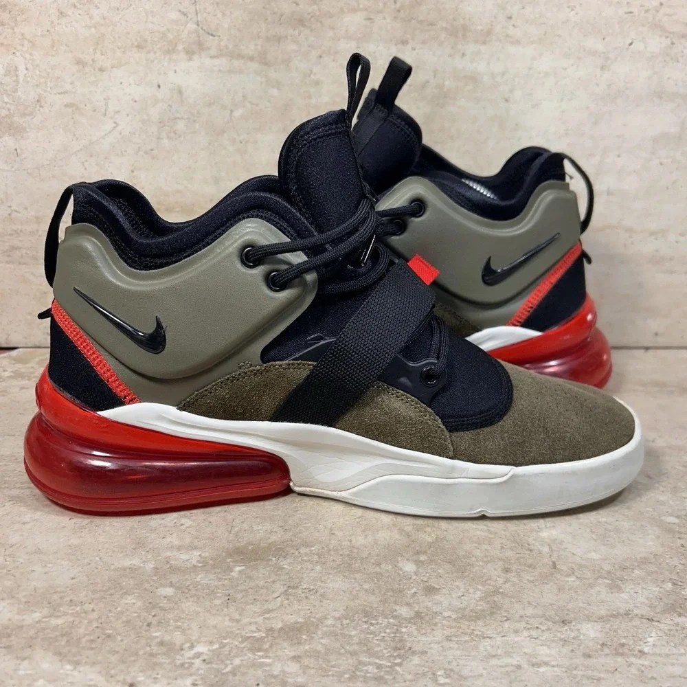 Nike Air Force 270 Medium Olive Challenge Red Mens‎ 9 Shoes Sneakers AH6772 200